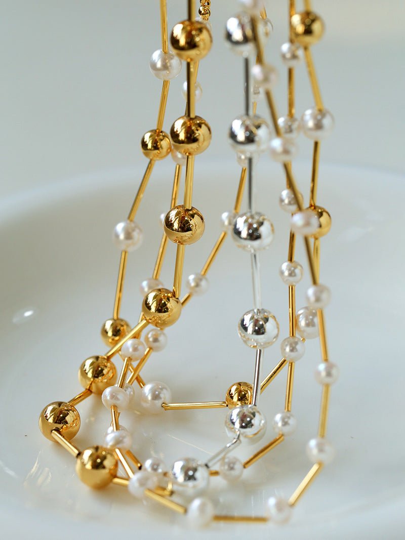 Pearl And Gold Ball Necklace - floysun