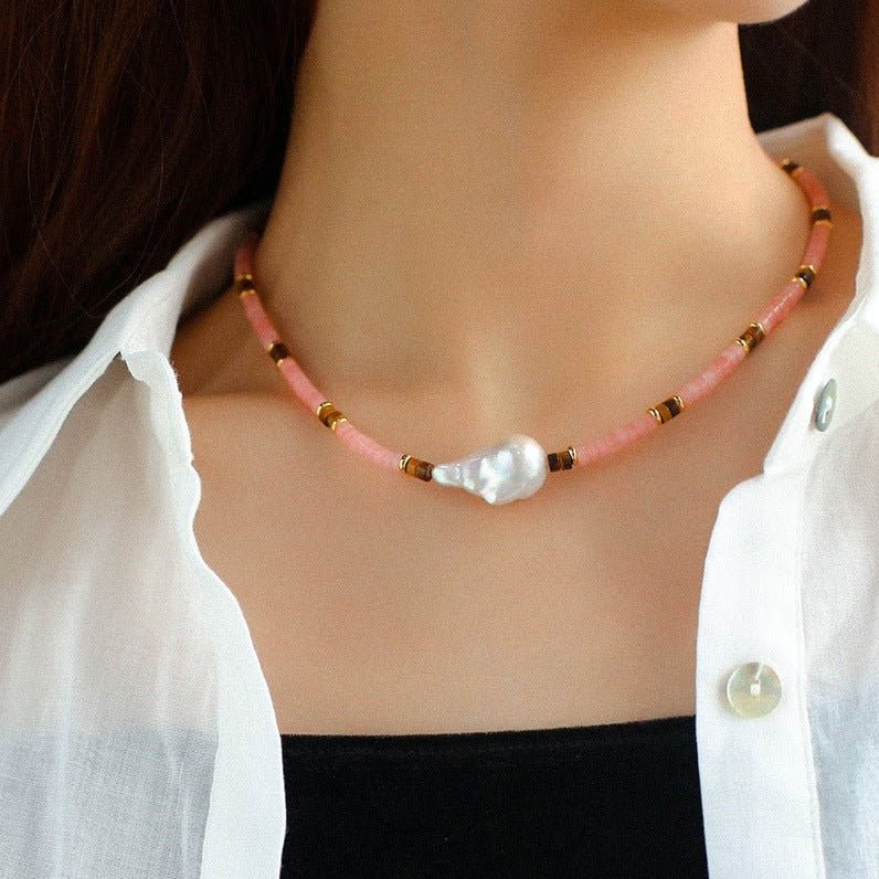 Pink Crystal Baroque Necklace - floysun