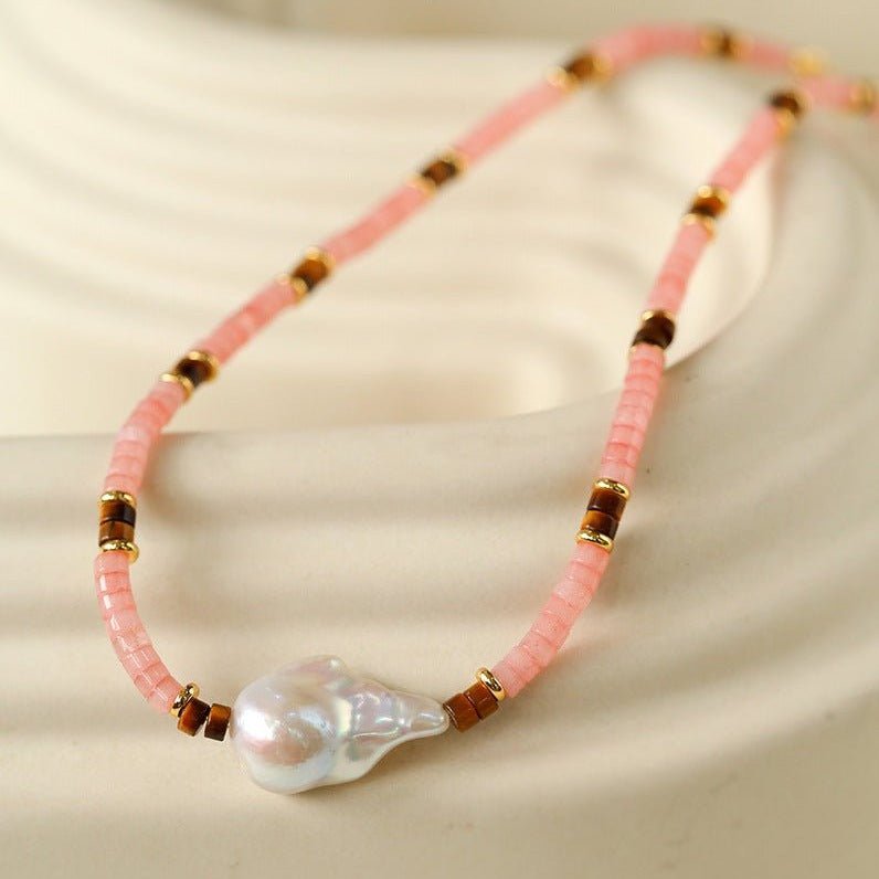 Pink Crystal Baroque Necklace - floysun