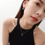 Qingshan Dai Pure Silver Peacock Stone Earrings - floysun