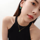 Qingshan Dai Pure Silver Peacock Stone Earrings - floysun