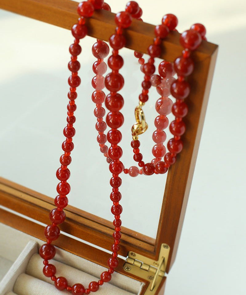 Red Agate Crystal Long Necklaces - floysun