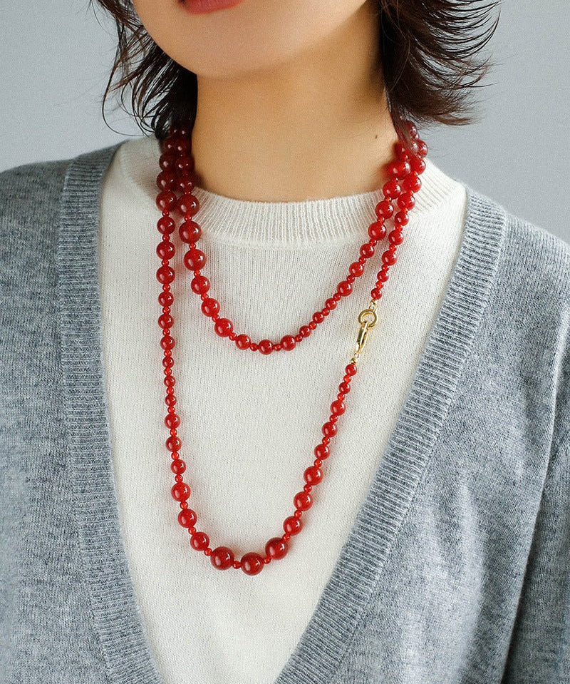 Red Agate Crystal Long Necklaces - floysun