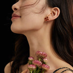 Red Drip Glaze Earrings Flower – Vitality in Bloom - floysun