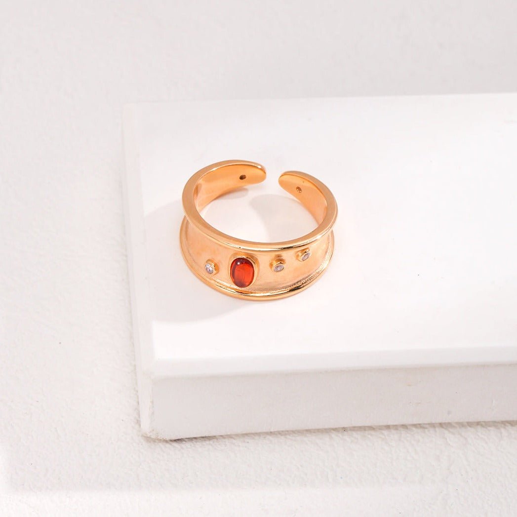 Red Zircon Gold Rings - floysun