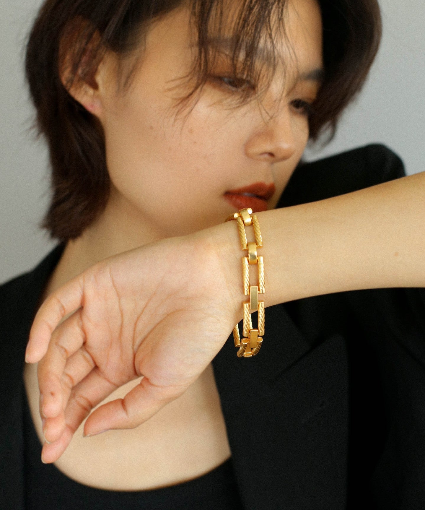 Retro Frosted Gold Square Chain Bracelet - floysun