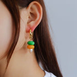 Rustic Chic: Asymmetric Natural Stone and Pearl Earrings - floysun