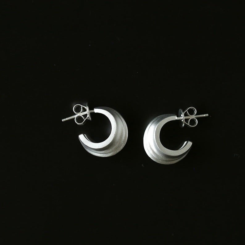 S925 Silver Frosted Handmade Texture Earrings - floysun