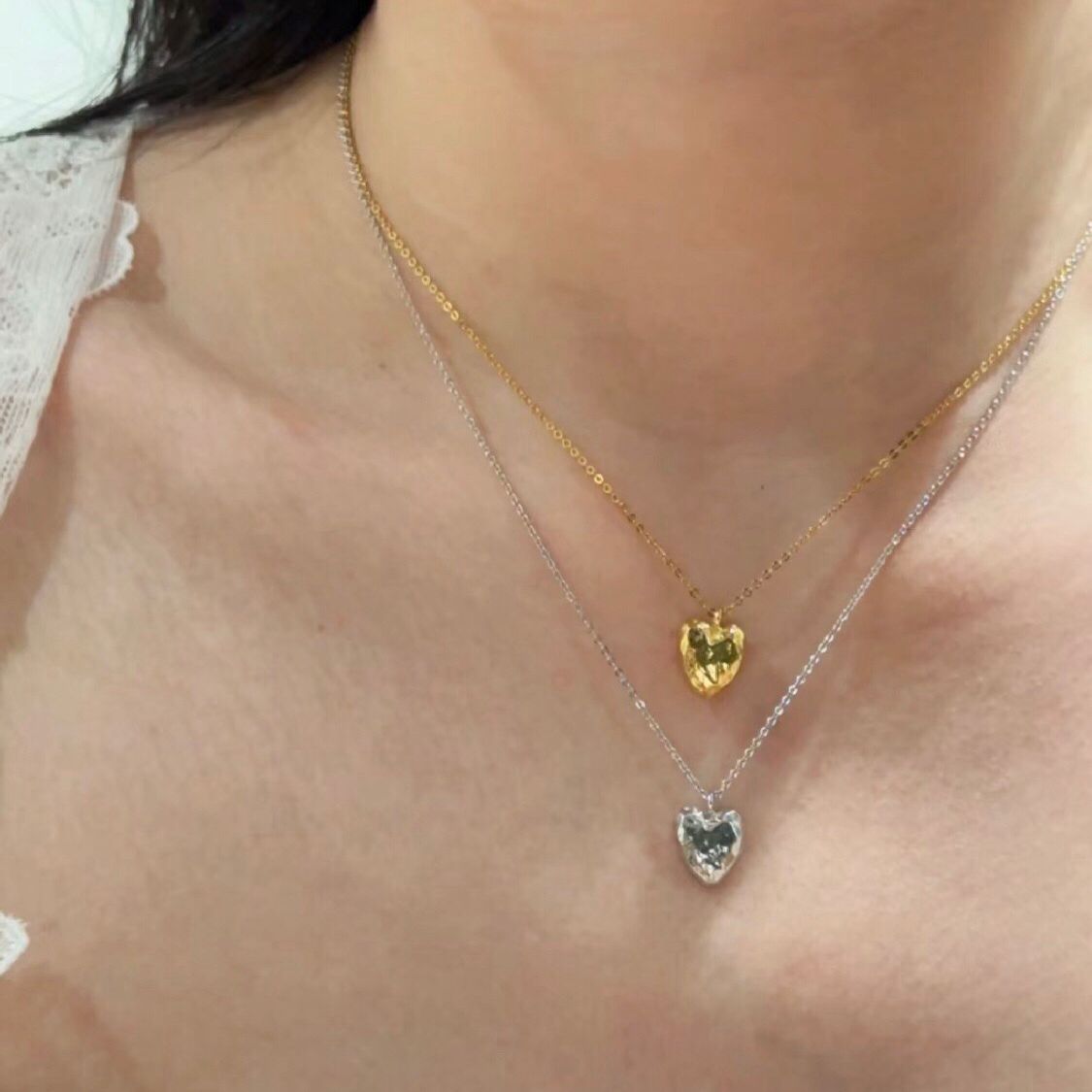 S925 Silver Irregular Small Love Pendant Necklace - floysun