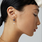 S925 Sterling Silver Lapis Lazuli Pearl Earrings - floysun
