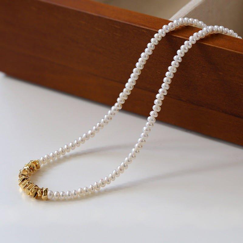 Shattered Gold Mini Pearl Necklace - floysun