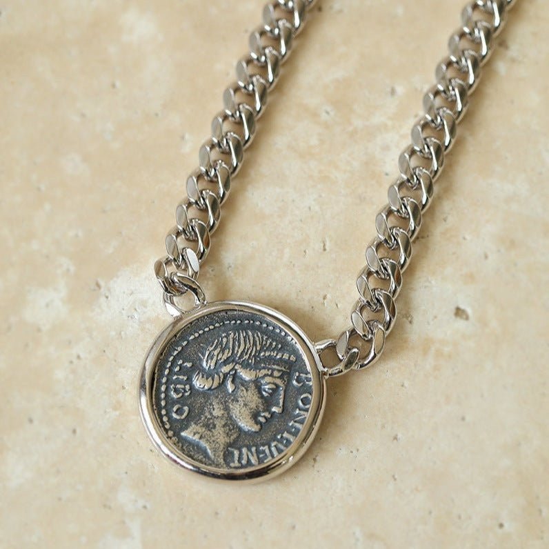Silver Coin Pendant Necklace - floysun
