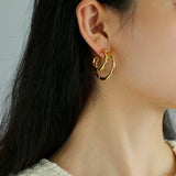 Simple Double-layer Bamboo C Shape Earrings - floysun