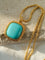 Square Pink Crystal Turquoise Necklace Pendant - floysun