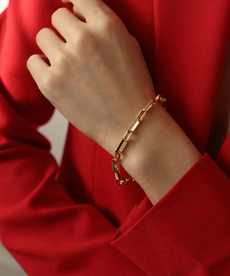 Square Splicing Chain Gold Bracelet - floysun