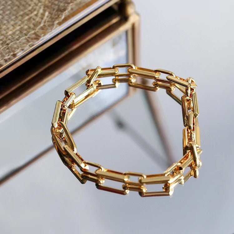 Square Splicing Chain Gold Bracelet - floysun