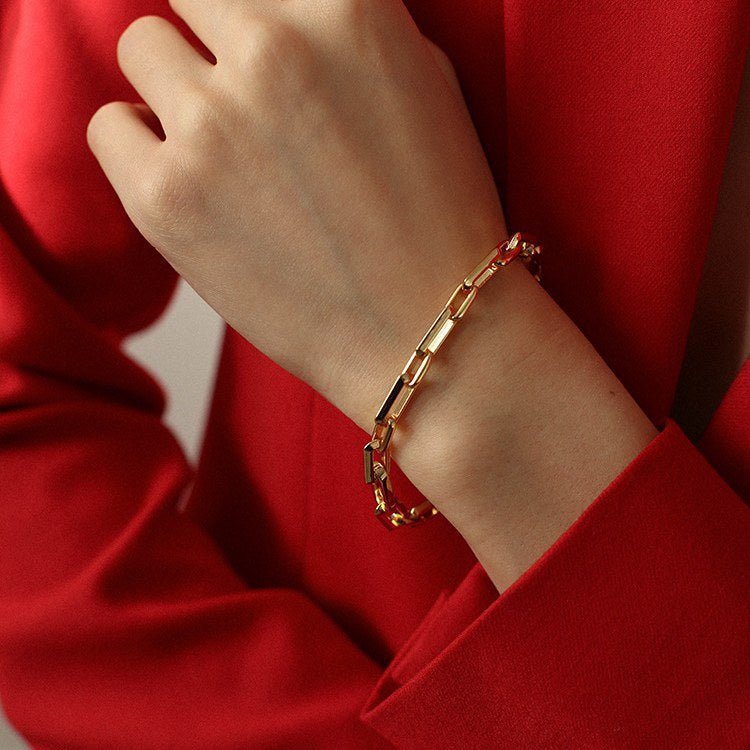 Square Splicing Chain Gold Bracelet - floysun