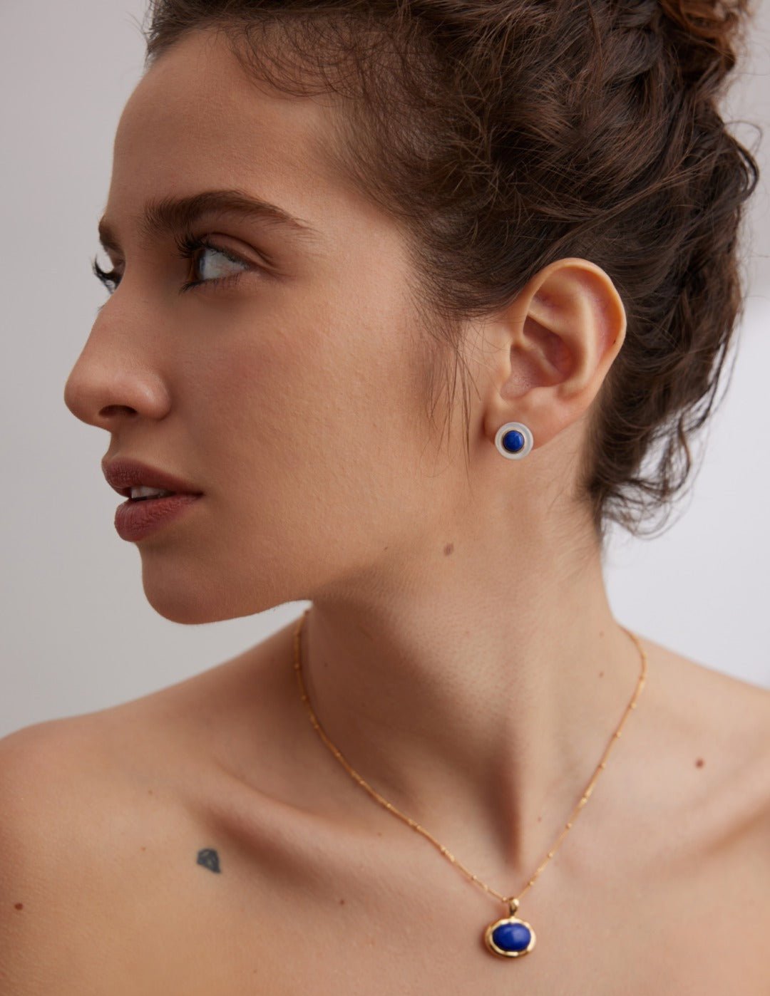 Sterling Silver Blue and White Lapis Lazuli Earrings - floysun