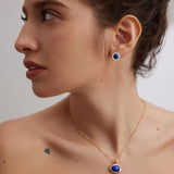 Sterling Silver Blue and White Lapis Lazuli Earrings - floysun