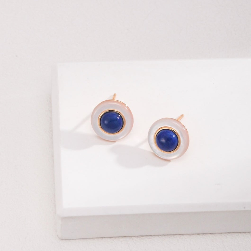 Sterling Silver Blue and White Lapis Lazuli Earrings - floysun