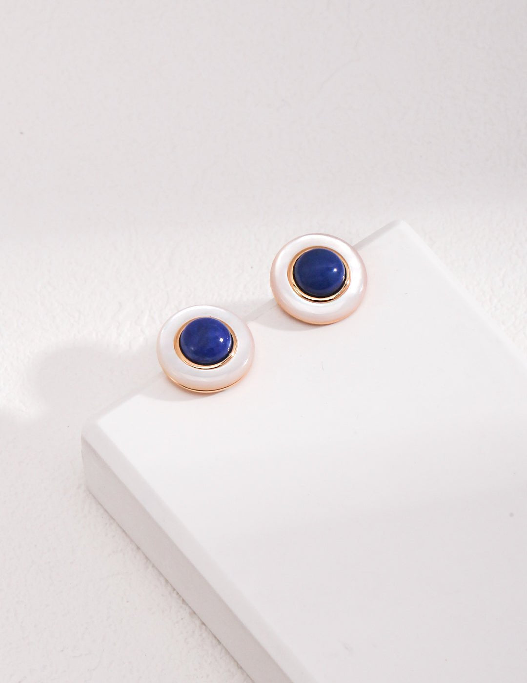 Sterling Silver Blue and White Lapis Lazuli Earrings - floysun