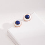 Sterling Silver Blue and White Lapis Lazuli Earrings - floysun