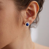 Sterling Silver Blue and White Lapis Lazuli Earrings - floysun