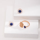 Sterling Silver Blue and White Lapis Lazuli Earrings - floysun