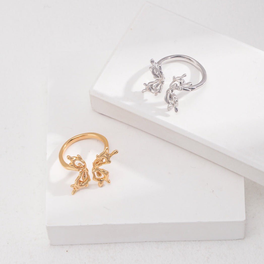 Sterling Silver Butterfly Cutout Rings - floysun