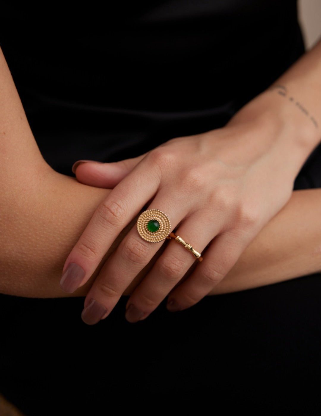 Sterling Silver Green Chalcedony Rings - floysun