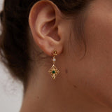 Sterling Silver Green Zircon Rhombus Earrings - floysun