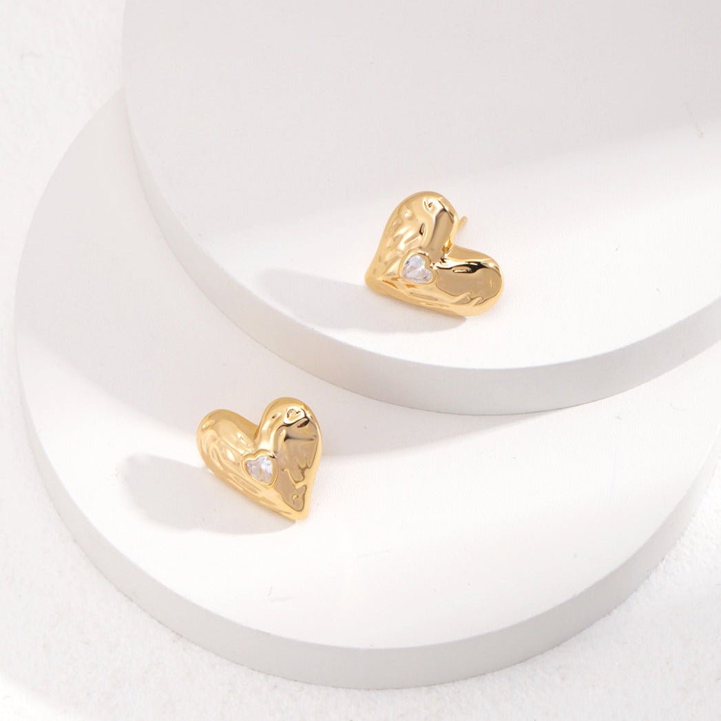 Sterling Silver Heart Earring Zircon - floysun