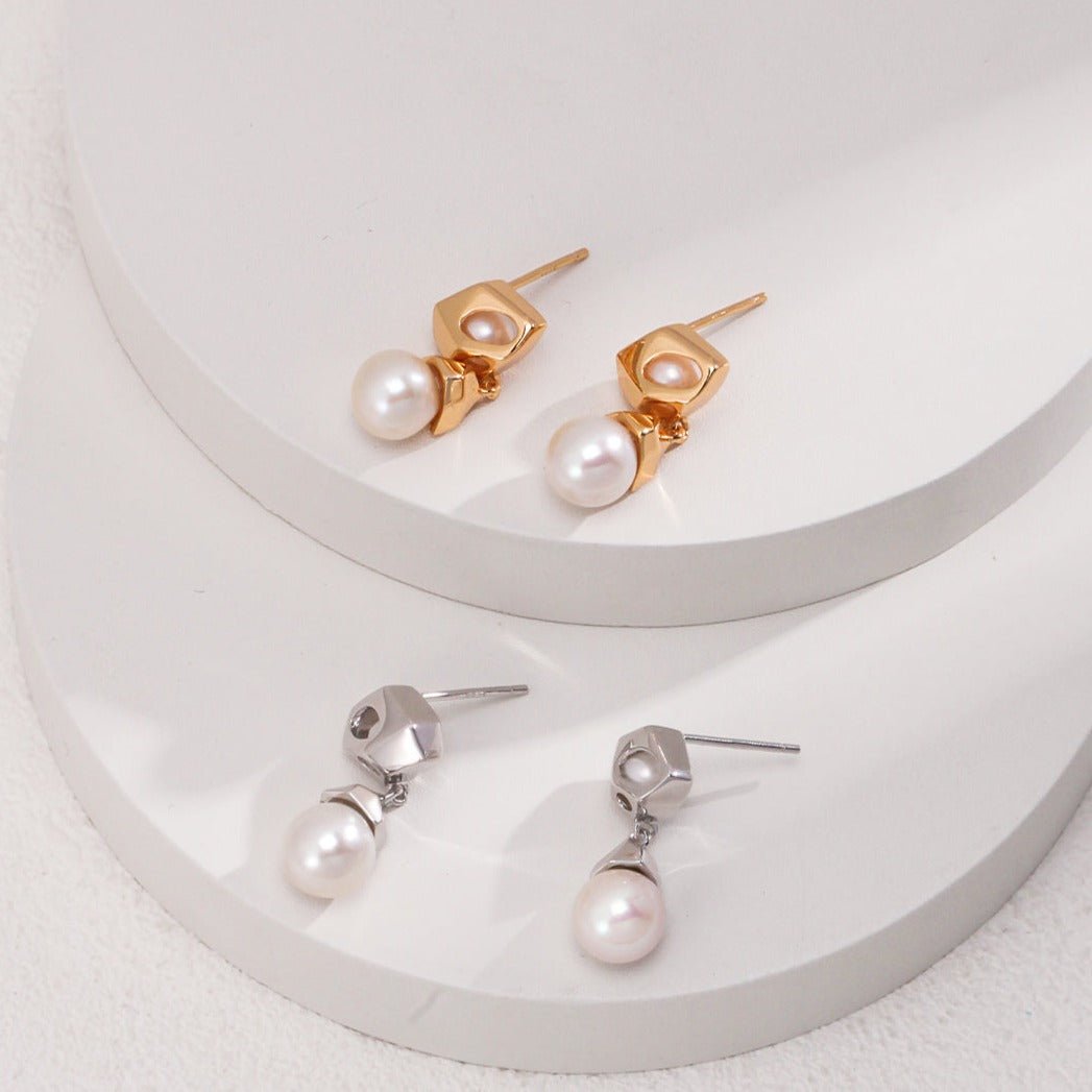 Sterling Silver Hollow Pearl Earring - floysun