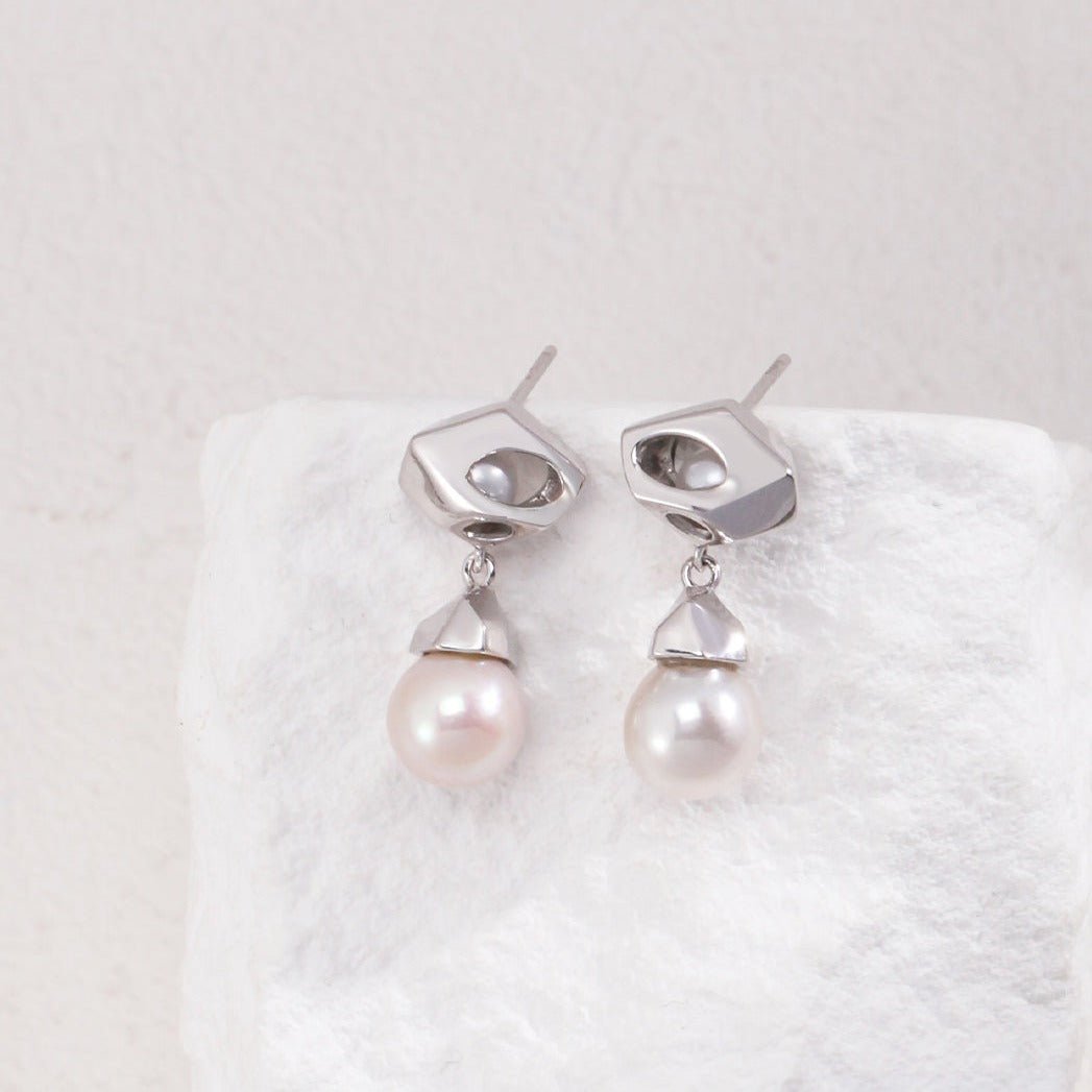 Sterling Silver Hollow Pearl Earring - floysun