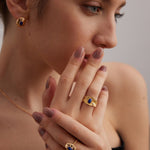 Sterling Silver Oval Lapis Lazuli Black Onyx Rings - floysun