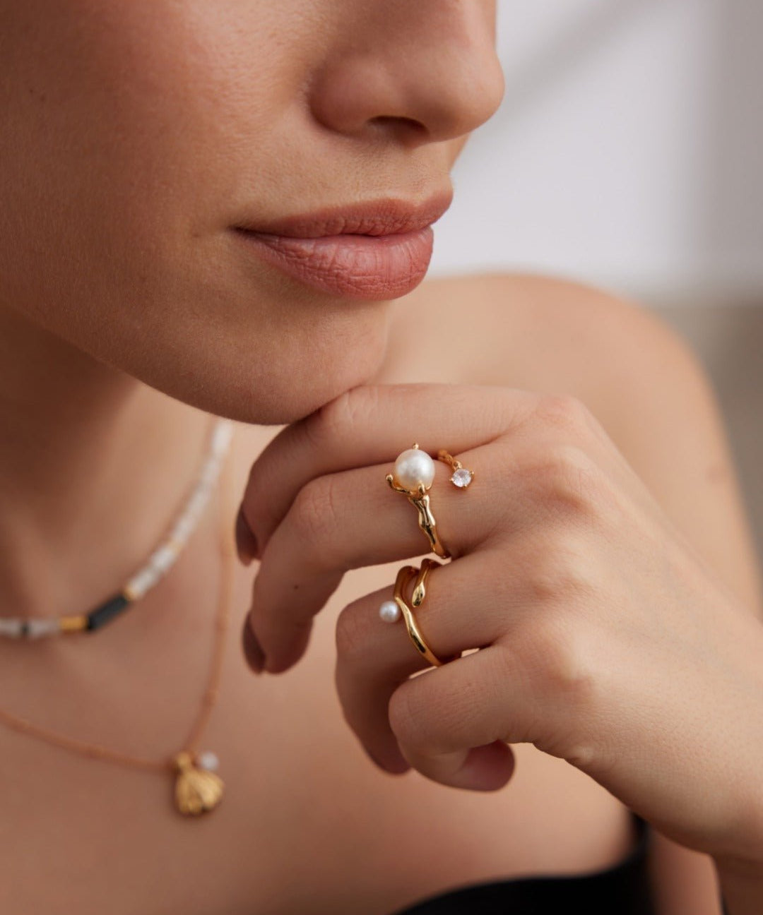 Sterling Silver Pearl Zircon Rings - floysun