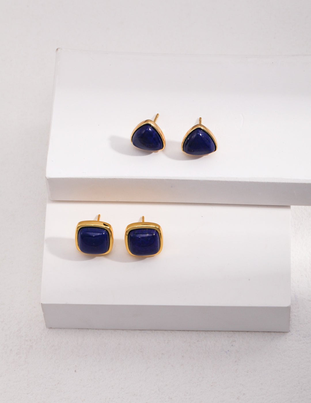 Sterling Silver Square Natural Lapis Lazuli Earrings - floysun