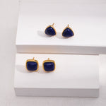 Sterling Silver Square Natural Lapis Lazuli Earrings - floysun