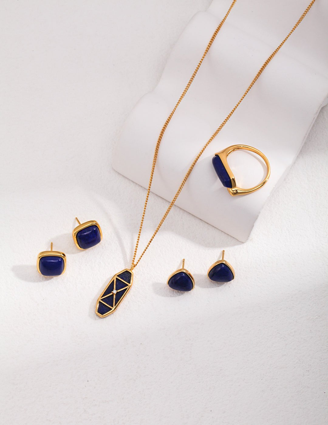 Sterling Silver Square Natural Lapis Lazuli Earrings - floysun