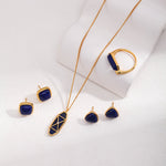 Sterling Silver Square Natural Lapis Lazuli Earrings - floysun