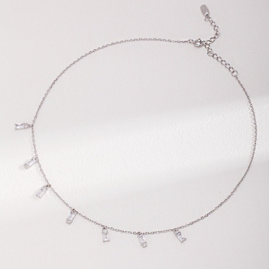 Sterling Silver Square Zircon Necklaces - floysun