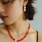 Timeless Elegance: Red Agate and Baroque Pearl Fusion - floysun