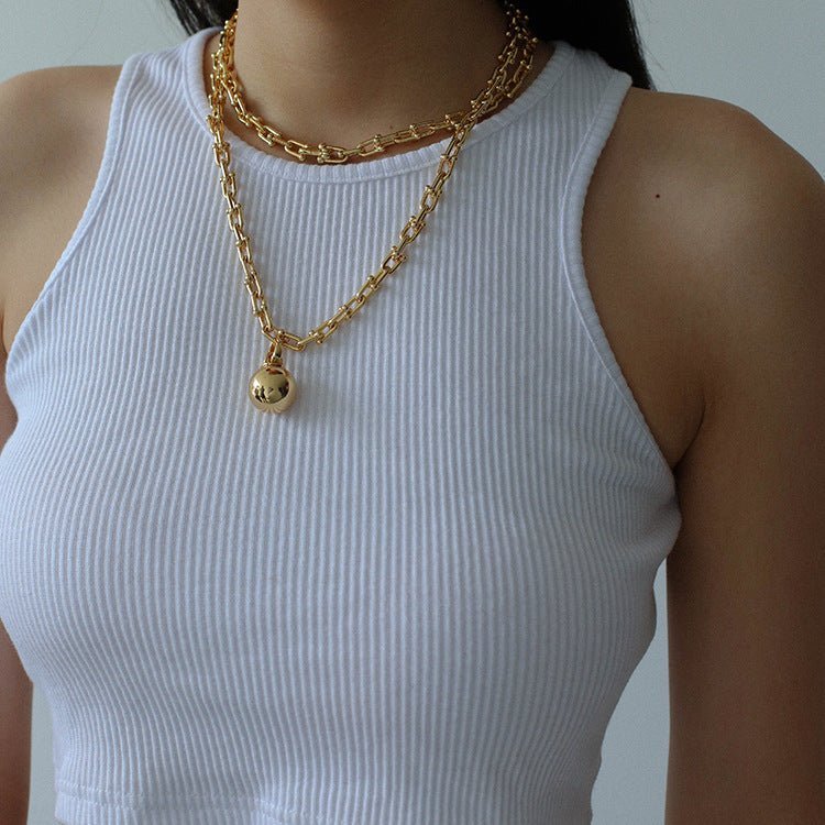 Trendy Gold Plated U-shaped Thick Chain Necklace - floysun