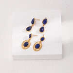 Two Drop-shaped Gold Lapis Lazuli Earrings - floysun