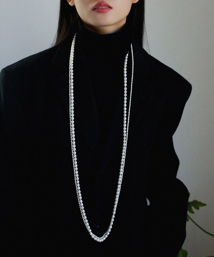 Two-layer Large and Small Pearl Long Necklaces - floysun