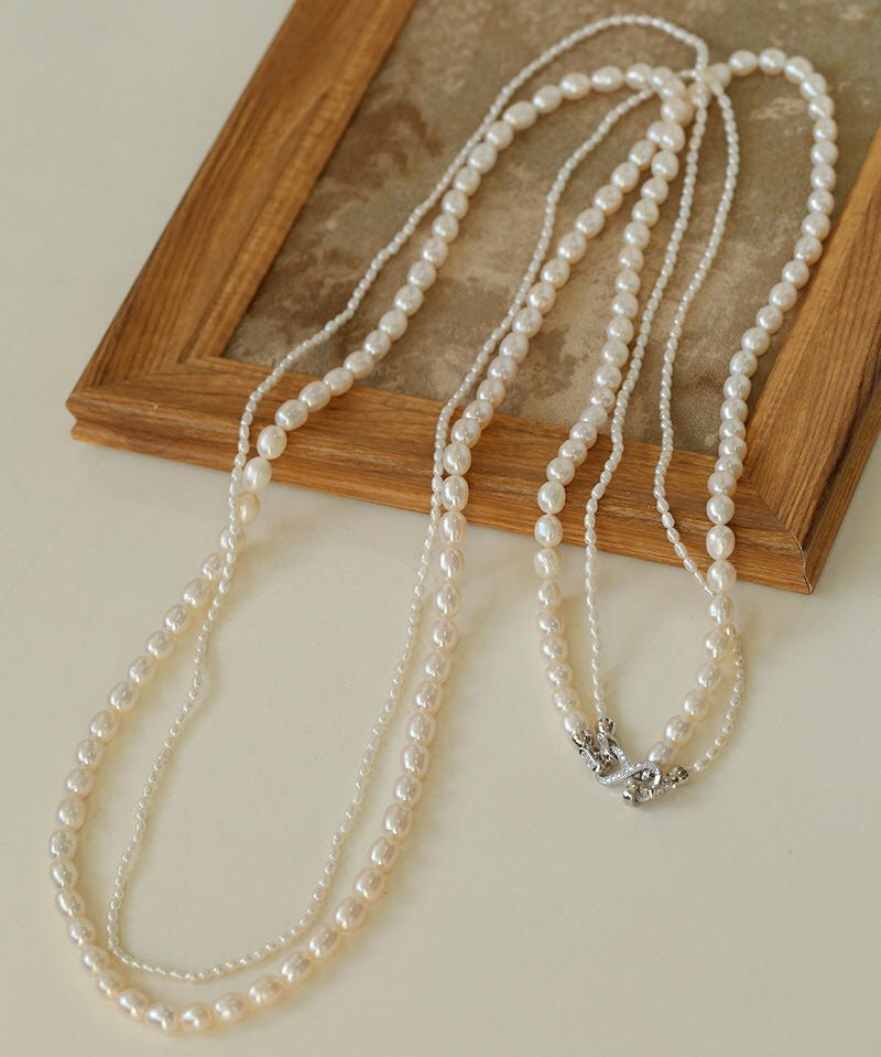 Two-layer Large and Small Pearl Long Necklaces - floysun