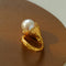 Vintage Floral Orb Round Baroque Pearl Rings - floysun