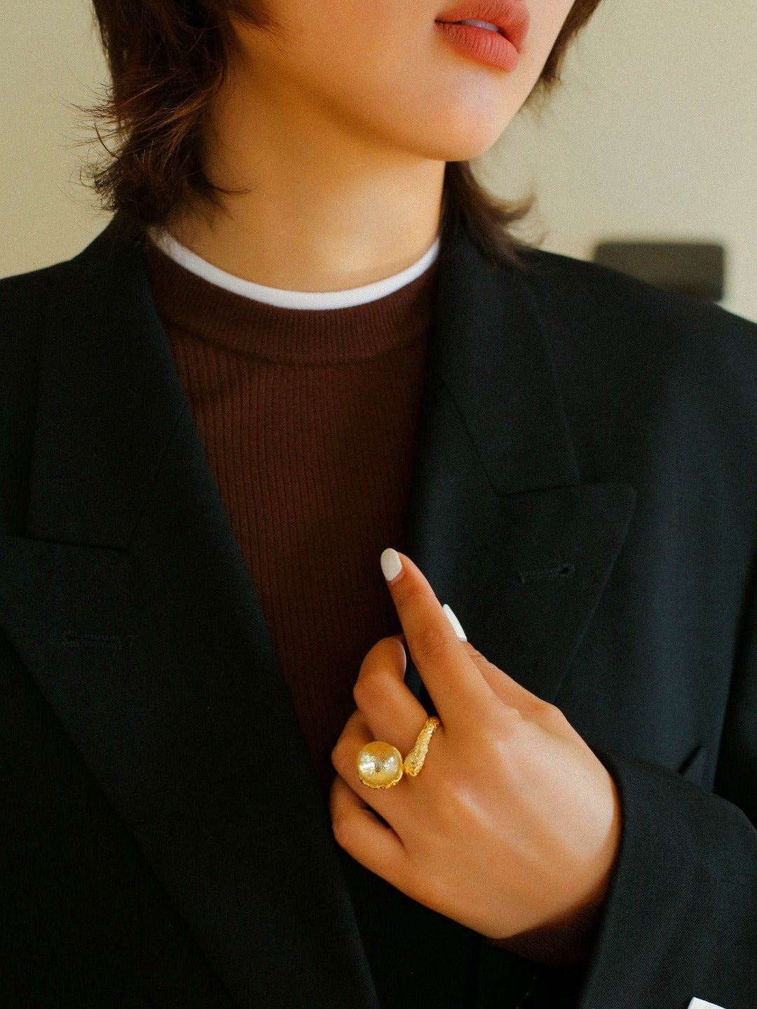 Vintage Floral Orb White Crystal and Red Onyx Rings - floysun