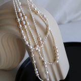 Vintage Layered Long Natural Pearl Necklace - floysun