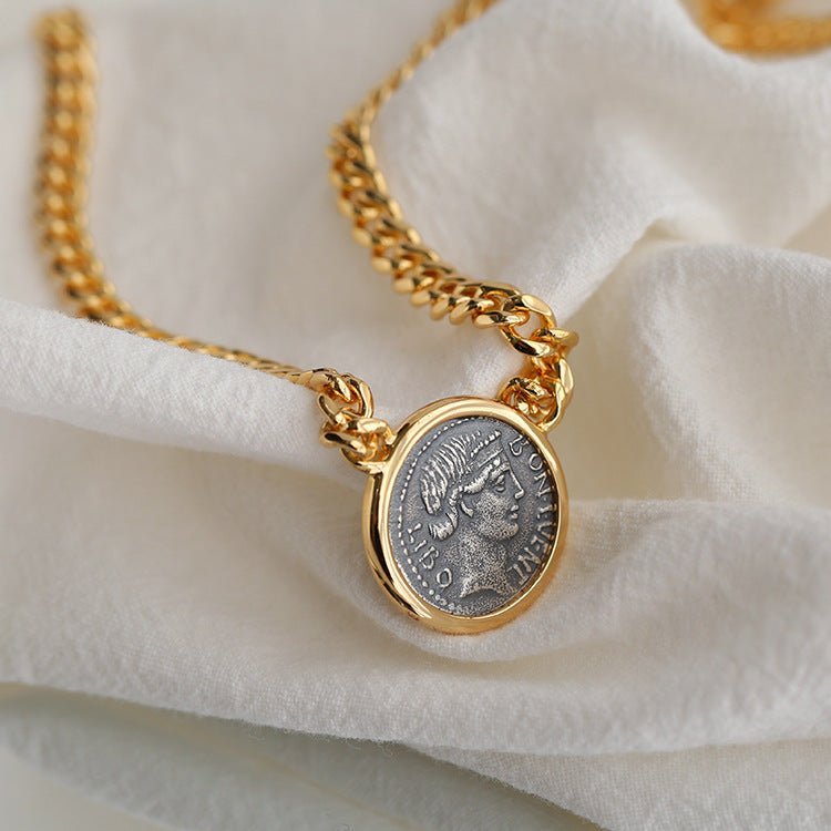 Vintage Roman Lady Luck Coin Necklace - floysun
